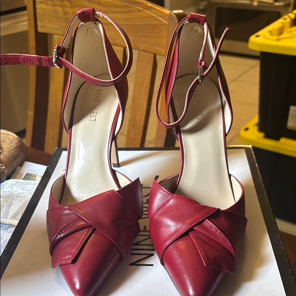 Nine West Red Stiletto Heels with Woven Detail